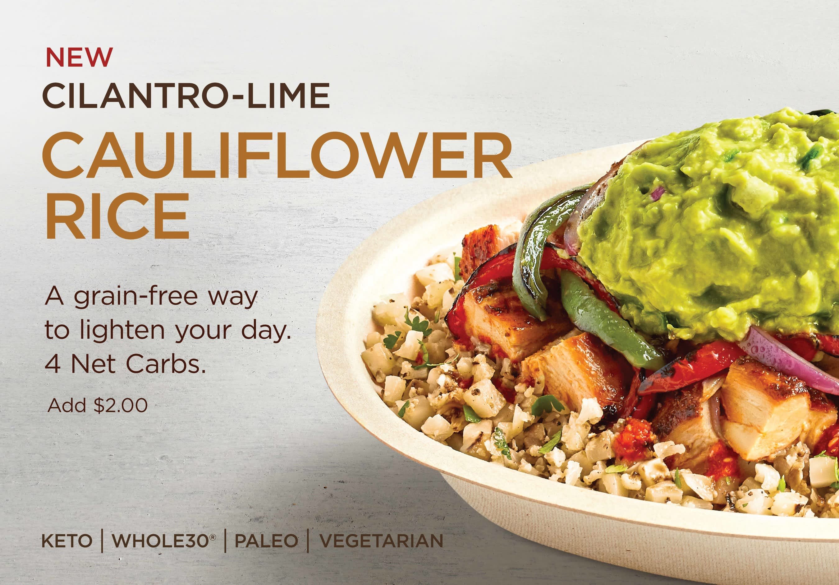 Chipotle launches cauliflower rice nationwide as consumers cut grains from their diets