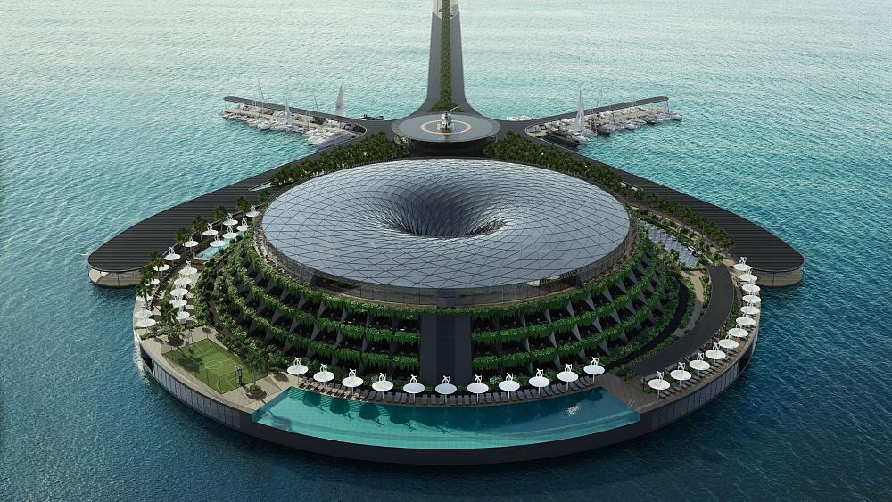 This floating hotel will generate electricity by rotating all day
