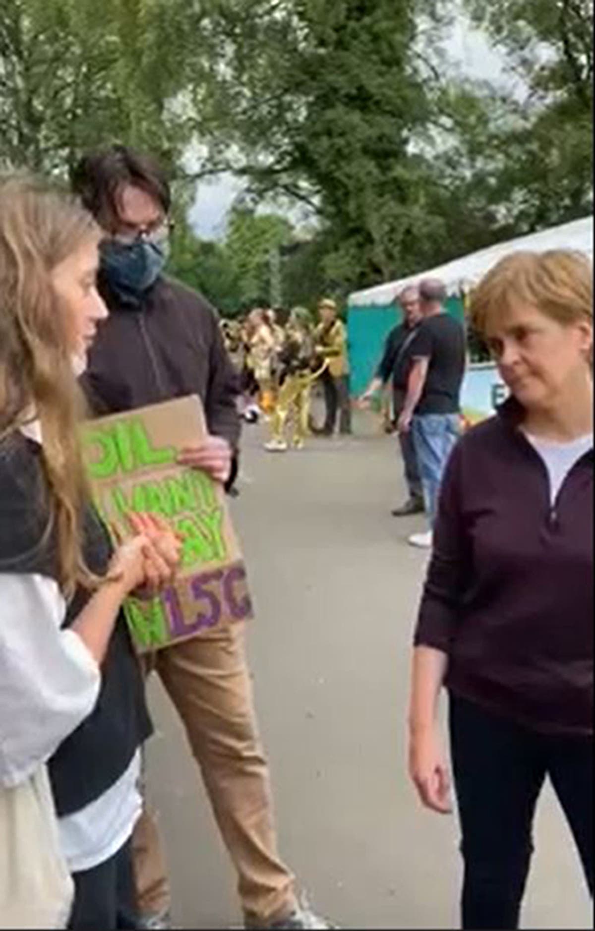 Nicola Sturgeon confronted by climate campaigners over failure to oppose Cambo oilfield