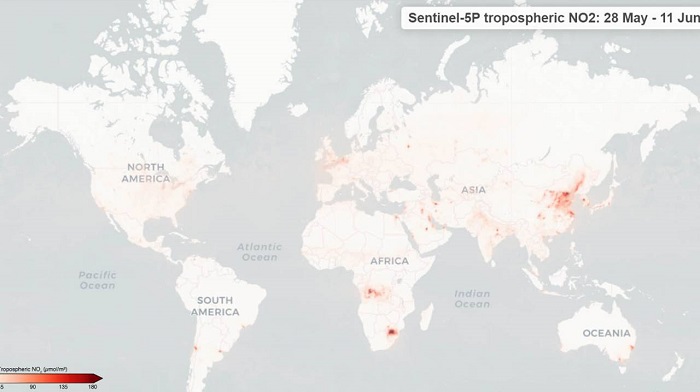 ESA推出线上地图 可显示全球二氧化氮污染水平