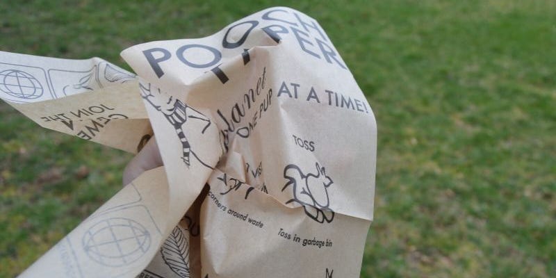 Pooch Paper is a biodegradable paper alternative to plastic dog waste bags that will help you lessen your carbon footprint