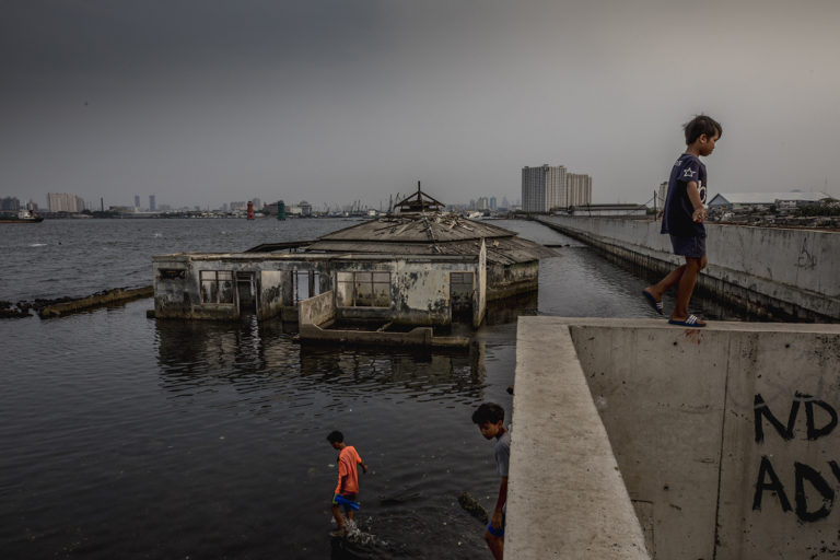A watery onslaught from sea, sky and land in the world’s fastest-sinking city