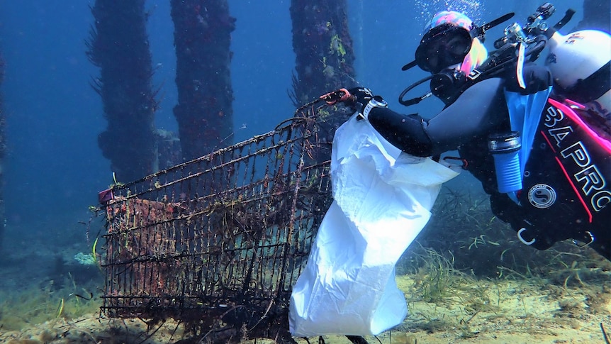 Volunteer divers clean up hidden trash to help end strain on sea life