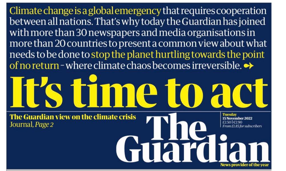The Guardian coordinates joint climate editorial with news organisations around the world