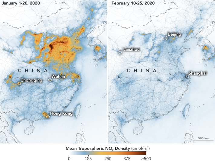 Coronavirus: Space images reveal drastic fall in pollution over China as factories closed